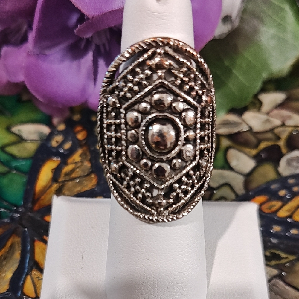 Boho Style Silver Metal Embellished Fashion Ring